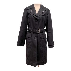 Kenneth Cole Reaction Women’s Belted Trench Coat, Black Size Medium Cotton Blend
